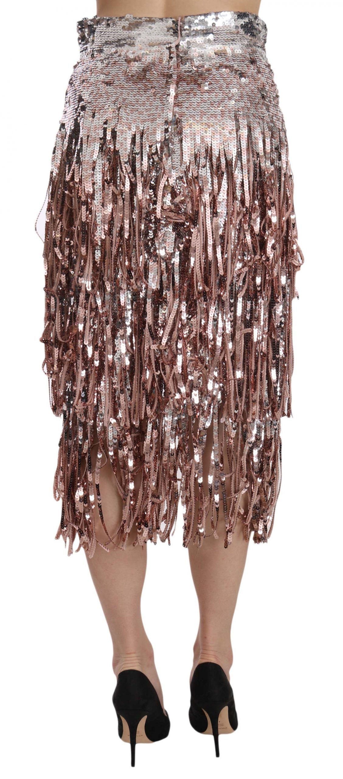 Dolce & Gabbana Midi-Bleistiftrock mit Paillettenbesatz und Fransen