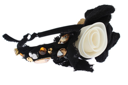 Dolce & Gabbana Cerchietto con cristalli nero in seta e lana e cotone
