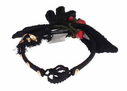 Dolce & Gabbana Schwarzes Beeren-Kristall-Stirnband