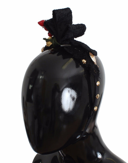 Dolce & Gabbana Schwarzes Beeren-Kristall-Stirnband