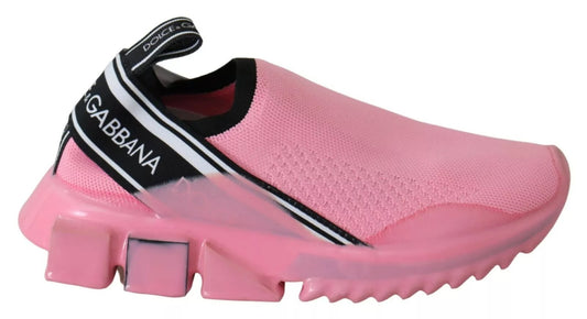 Dolce & Gabbana Sorrento Sneaker Rosa Basse Slip-On in viscosa e nylon e poliestere