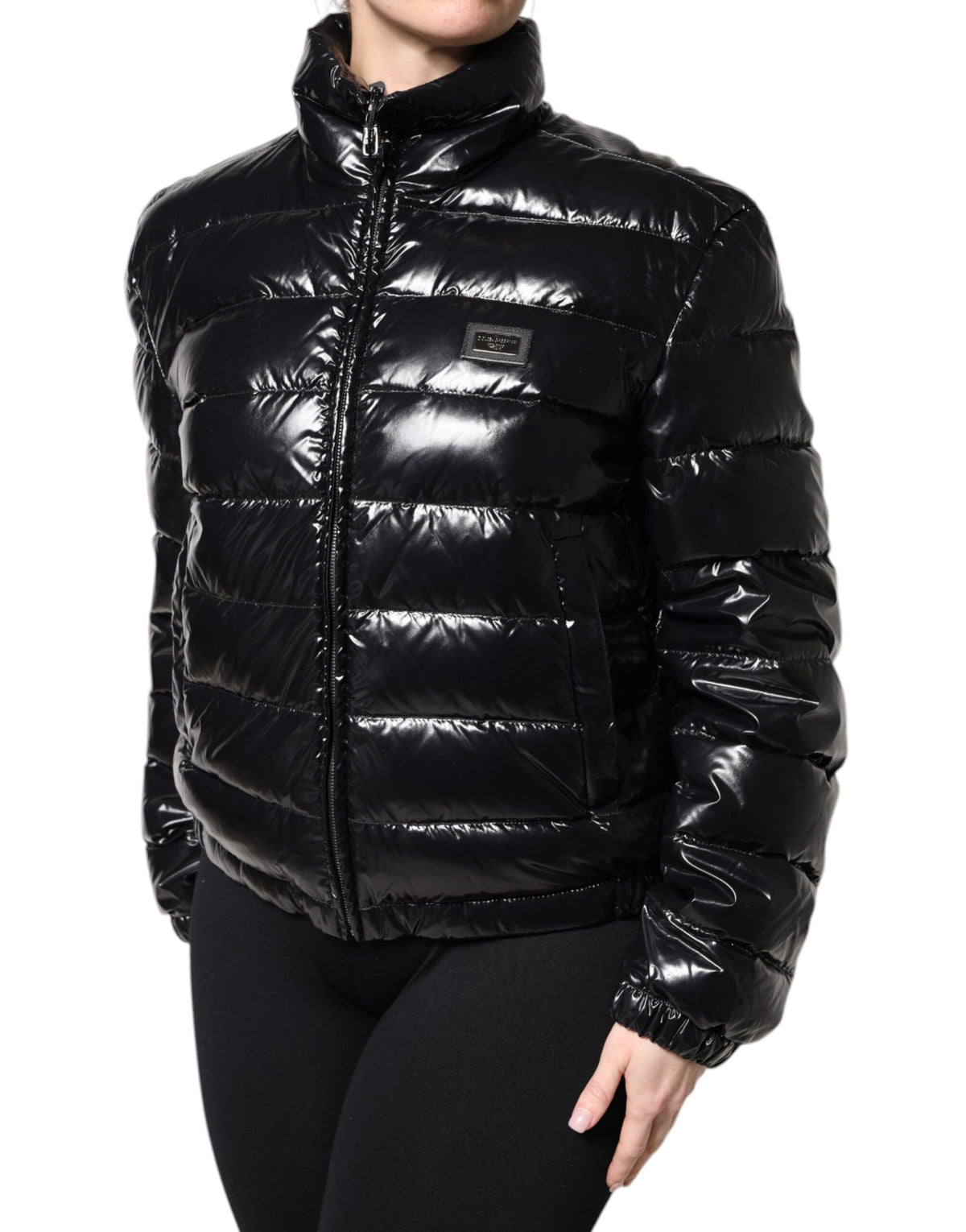 Dolce & Gabbana Giacca con logo nera in poliammide