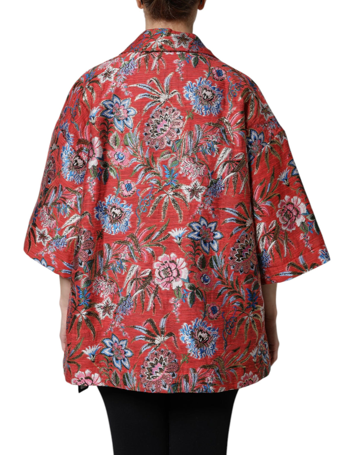 Dolce & Gabbana Rote Jacquard-Jacke mit Blumenmuster