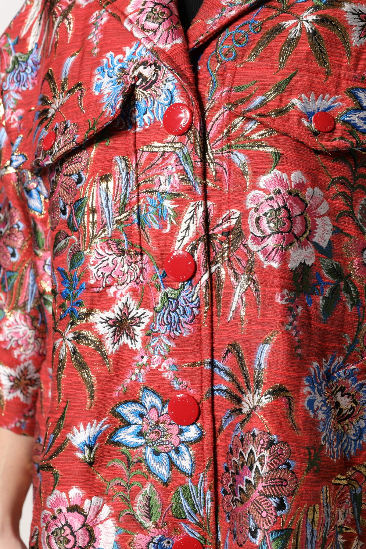 Dolce & Gabbana Rote Jacquard-Jacke mit Blumenmuster