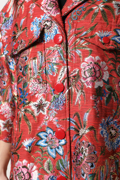 Dolce & Gabbana Rote Jacquard-Jacke mit Blumenmuster