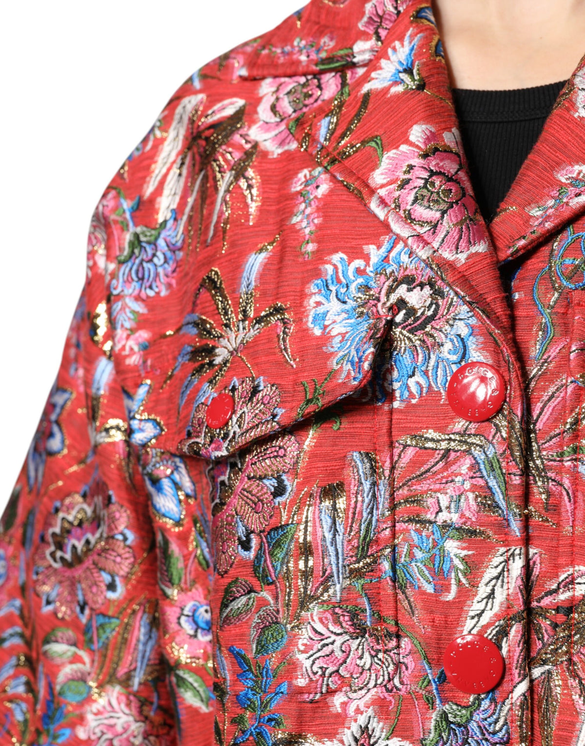 Dolce & Gabbana Rote Jacquard-Jacke mit Blumenmuster