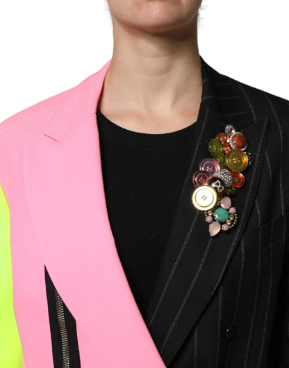 Dolce & Gabbana Multicolor Patchwork verschönerte Manteljacke