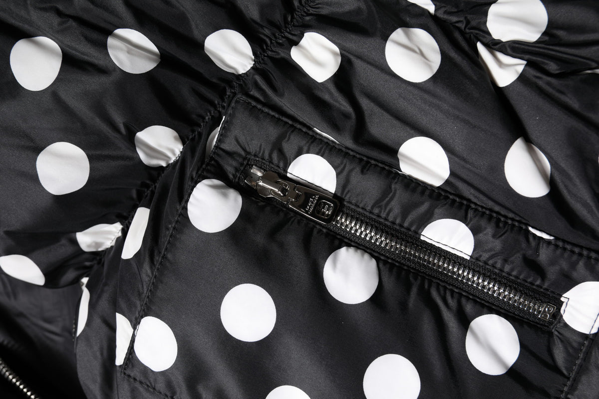 Dolce & Gabbana Schwarz-weiße Pufferjacke mit Polka Dots