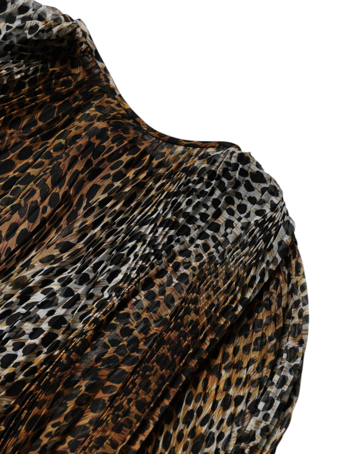 Dolce & Gabbana brown chiffon dress with leopard print and scarf