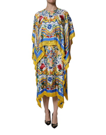 Dolce & Gabbana Mehrfarbiges Majolika-Kaftankleid aus Seide