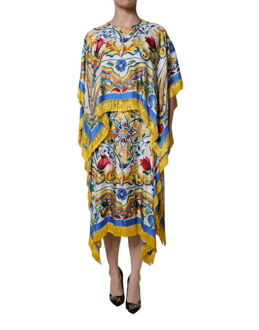 Dolce & Gabbana Mehrfarbiges Majolika-Kaftankleid aus Seide