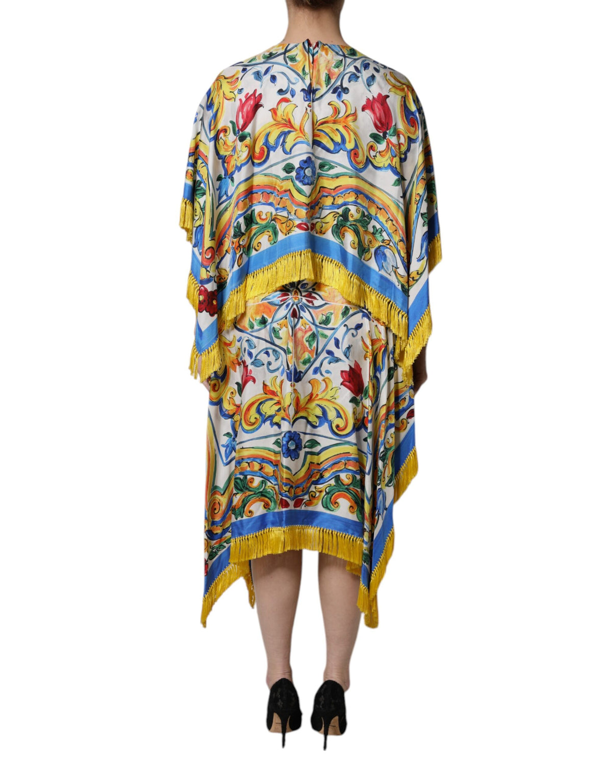 Dolce & Gabbana Mehrfarbiges Majolika-Kaftankleid aus Seide