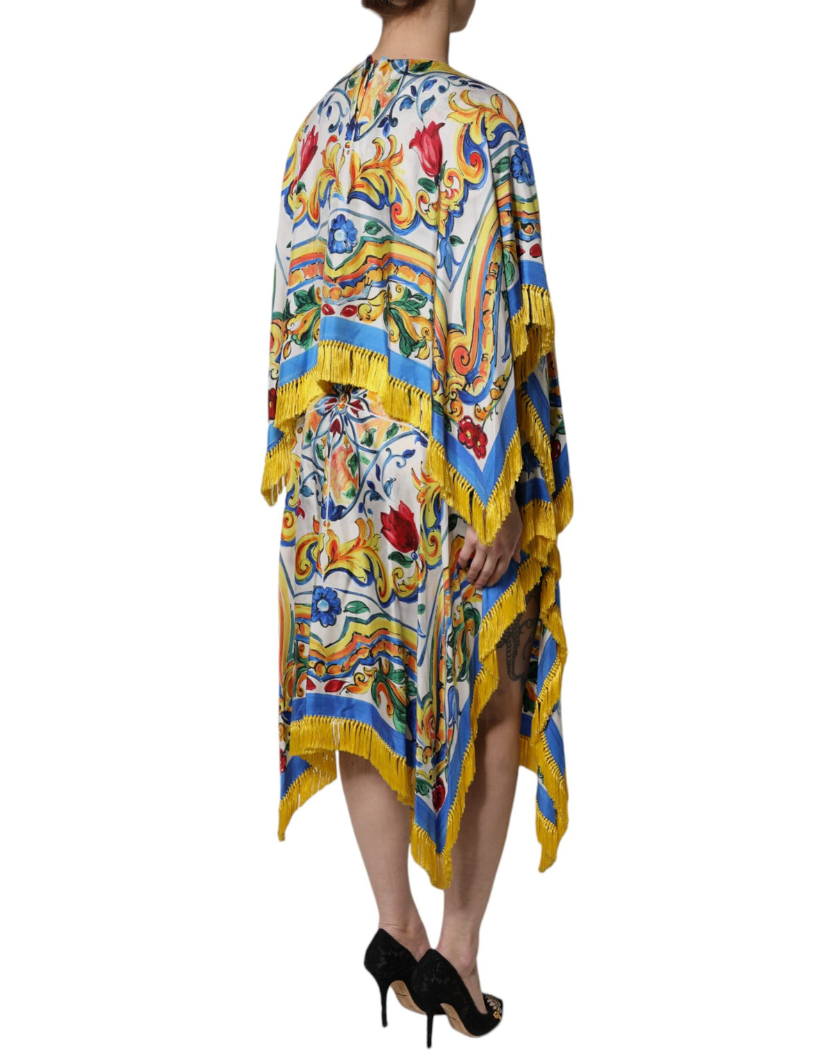 Dolce & Gabbana Mehrfarbiges Majolika-Kaftankleid aus Seide