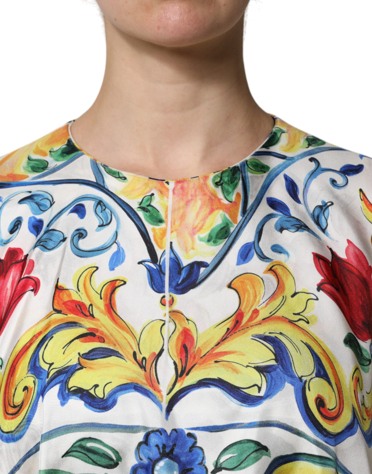 Dolce & Gabbana Mehrfarbiges Majolika-Kaftankleid aus Seide