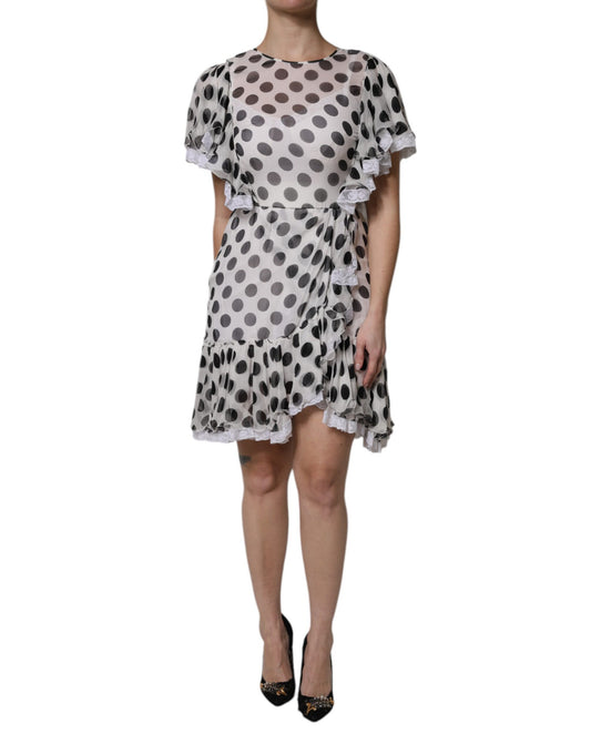 Dolce & Gabbana Weißes A-Linien-Kleid mit Polka Dots