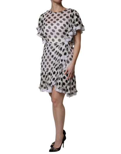 Dolce & Gabbana Weißes A-Linien-Kleid mit Polka Dots