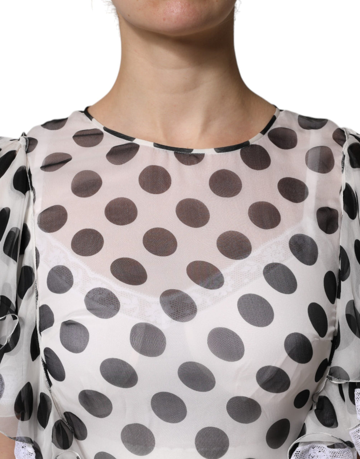 Dolce & Gabbana Weißes A-Linien-Kleid mit Polka Dots