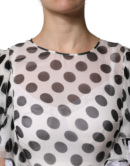 Dolce & Gabbana Weißes A-Linien-Kleid mit Polka Dots