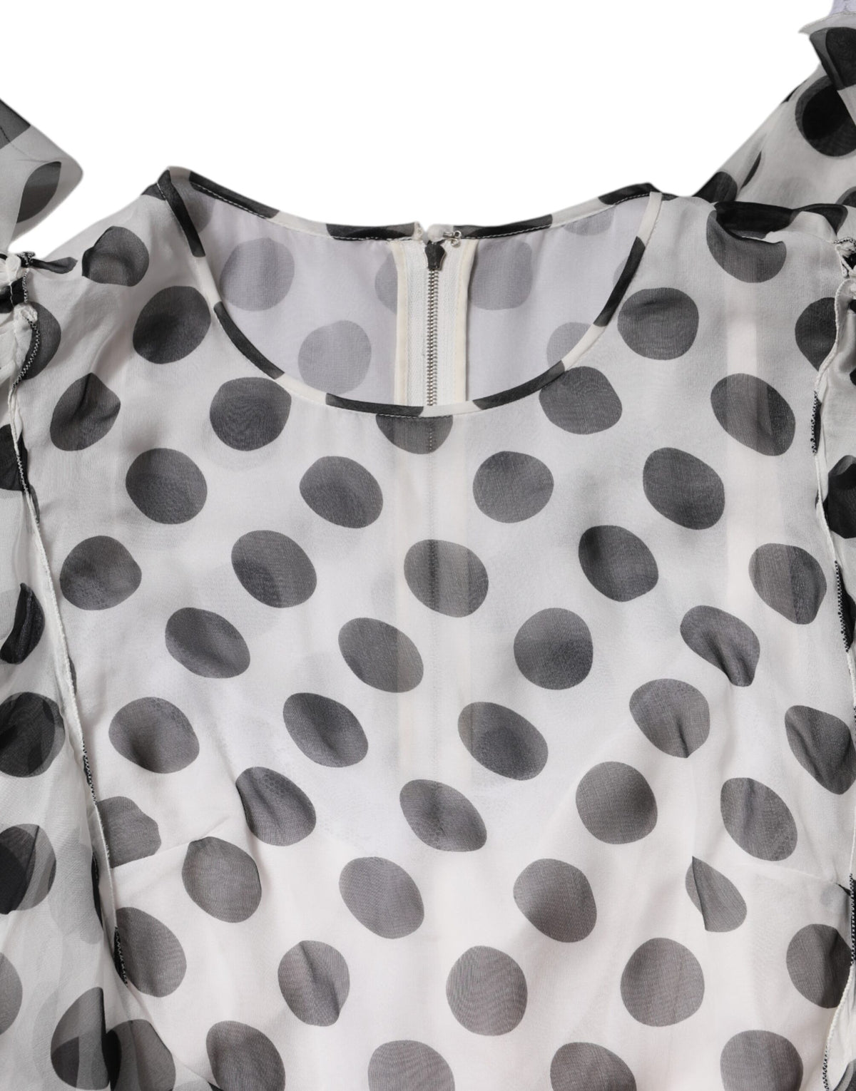 Dolce & Gabbana Weißes A-Linien-Kleid mit Polka Dots