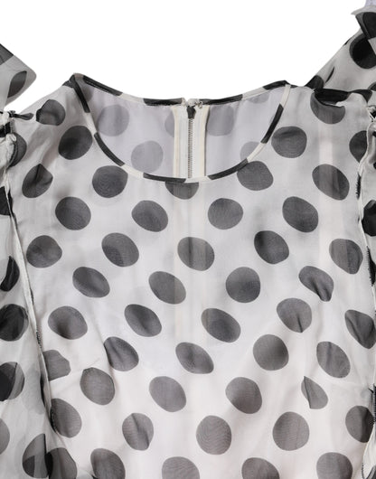 Dolce & Gabbana Weißes A-Linien-Kleid mit Polka Dots
