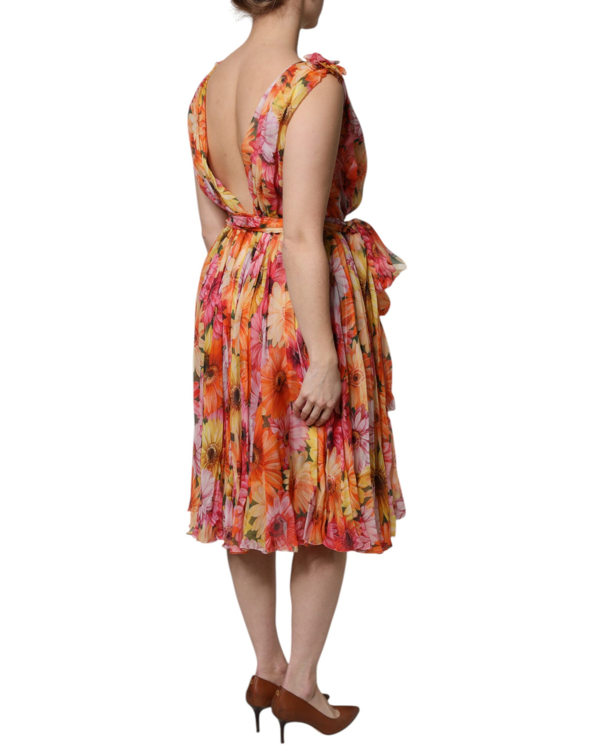 Dolce & Gabbana Mehrfarbiges Chiffon-Midikleid aus Seide