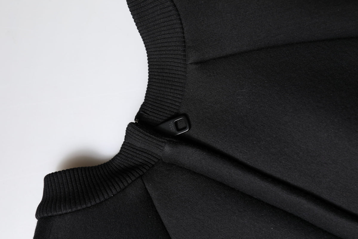 Dolce & Gabbana Black Cotton Mini Dress with Long Sleeves and A-Line