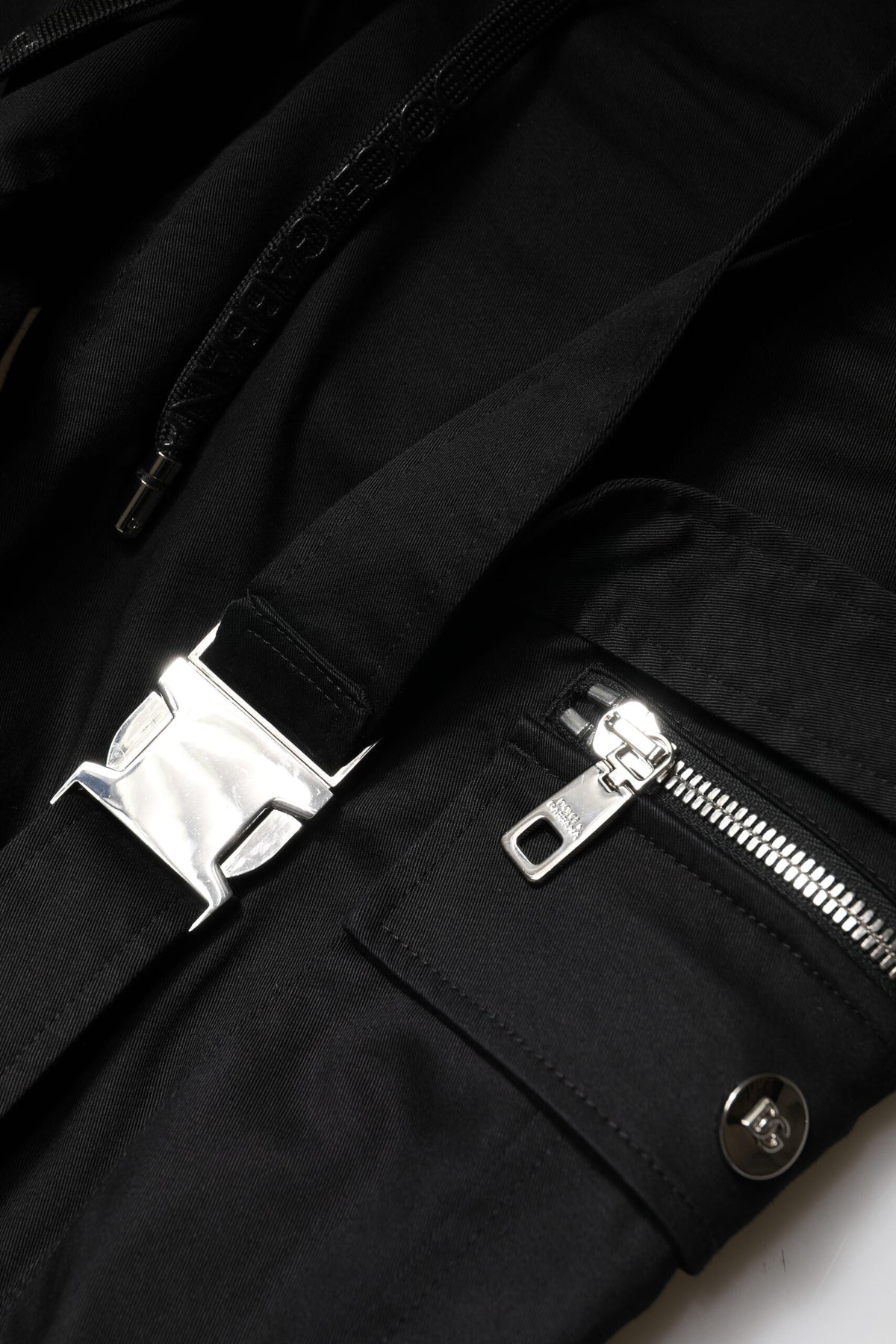 Dolce & Gabbana Schwarze High-Waist Cargohose aus Baumwoll-Stretch