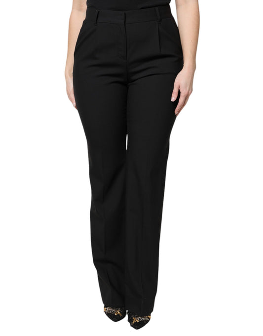 Dolce & Gabbana Schwarze High-Waist Bootcut-Hose aus Schurwolle