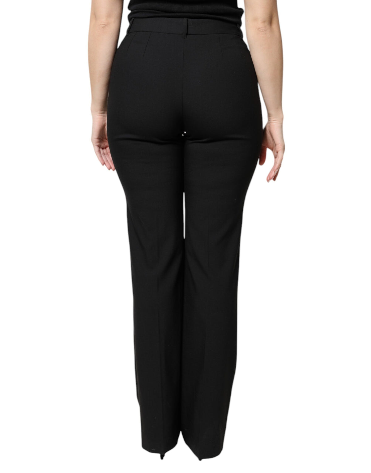 Dolce & Gabbana Schwarze High-Waist Bootcut-Hose aus Schurwolle