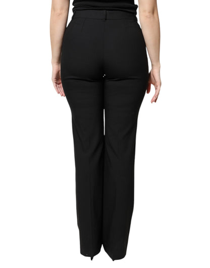 Dolce & Gabbana Schwarze High-Waist Bootcut-Hose aus Schurwolle