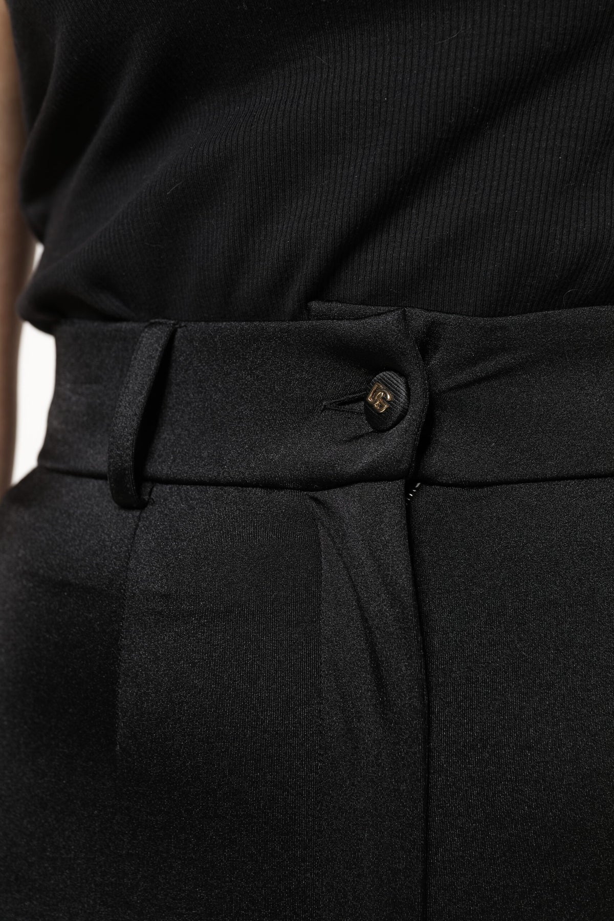 Dolce & Gabbana Pantaloni a vita alta neri in poliammide e fibra elasticizzata