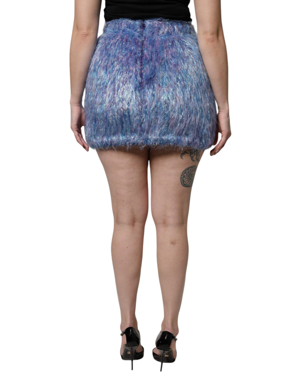 Dolce & Gabbana Mehrfarbiger High-Waist Minirock mit Plüschstruktur