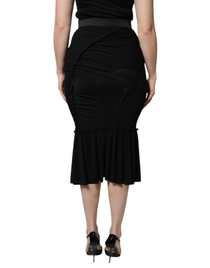 Dolce & Gabbana Schwarzer Midi-Rock mit hoher Taille und Meerjungfrauenschnitt