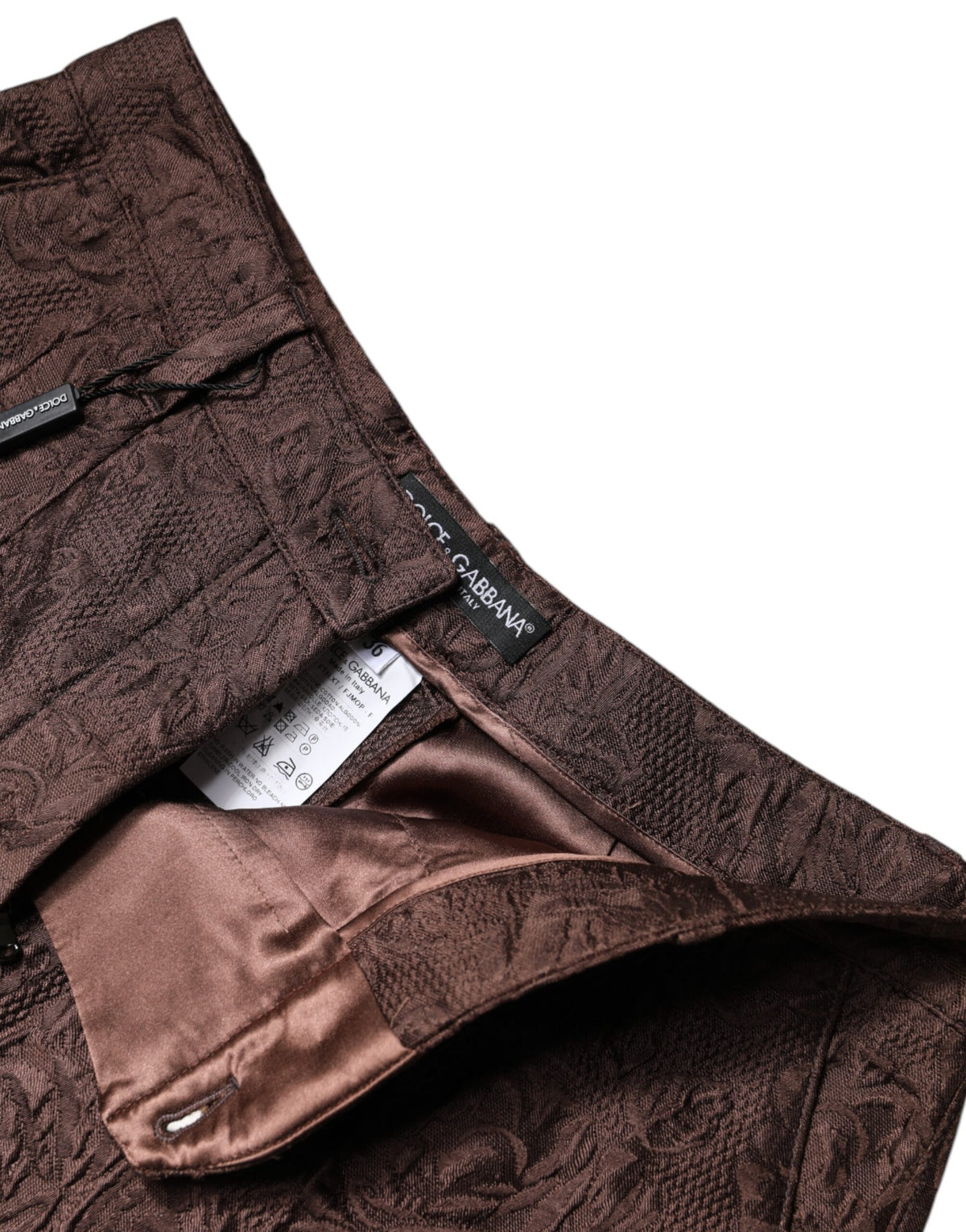 Dolce & Gabbana Braune Brokat-Minishorts mit Blumenmuster