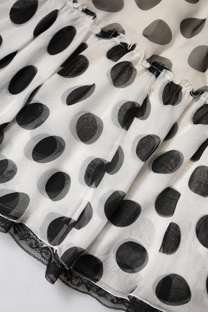 Dolce & Gabbana Weiß-schwarzer High-Waist Rock mit Polka Dots
