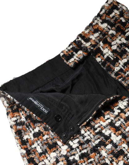 Dolce & Gabbana Gonna mini a vita alta tartan in tweed multicolore in lana e cotone e poliestere