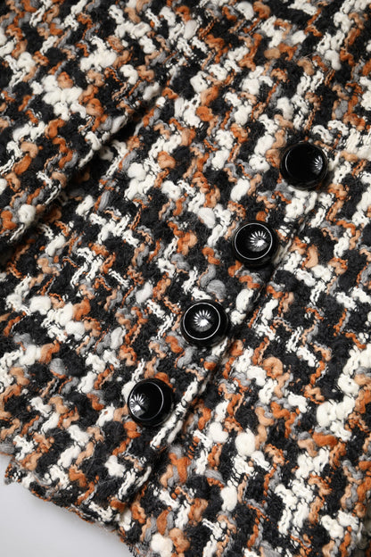 Dolce & Gabbana Gonna mini a vita alta tartan in tweed multicolore in lana e cotone e poliestere