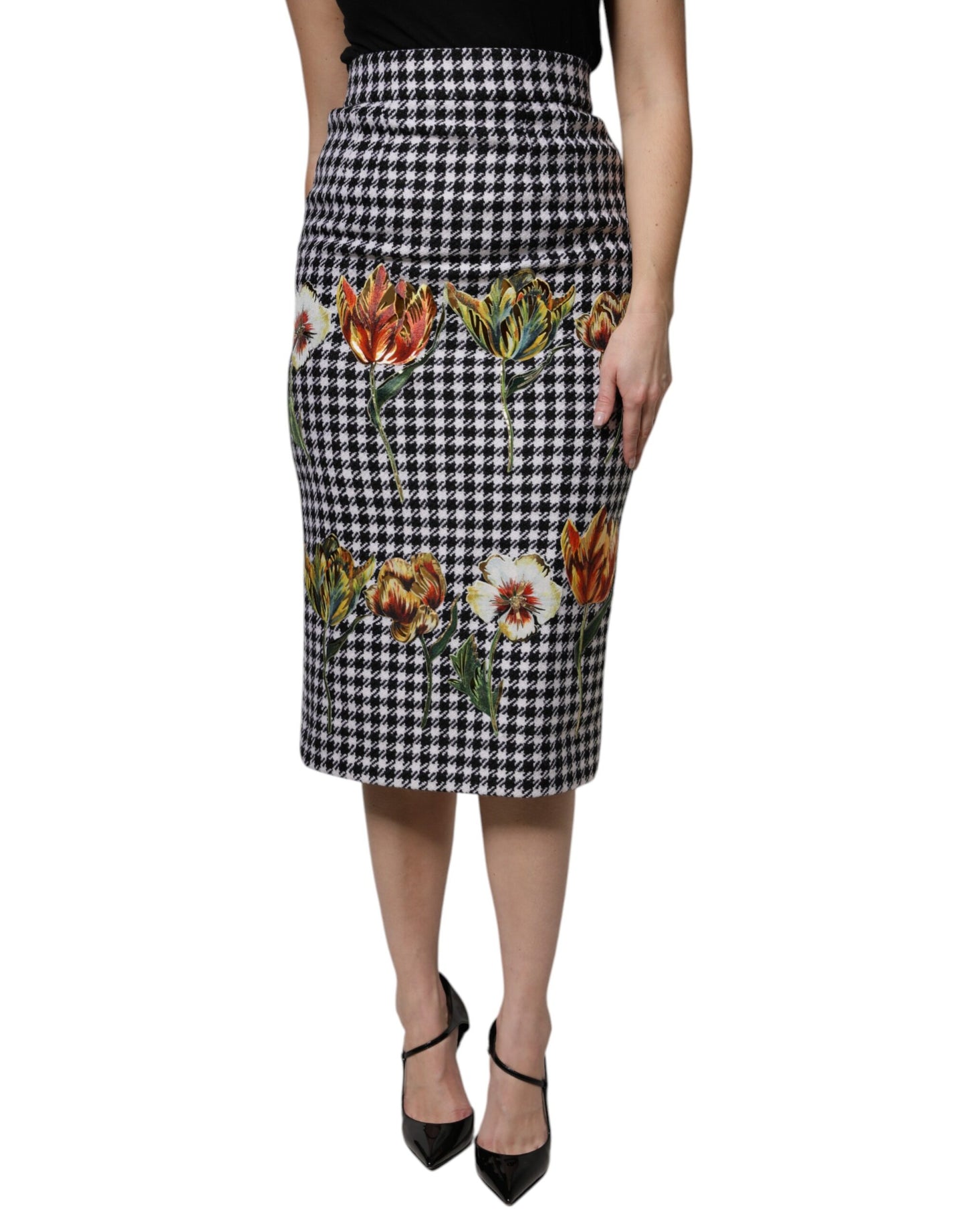 Dolce & Gabbana Mehrfarbiger Bleistiftrock mit Blumendruck und hoher Taille