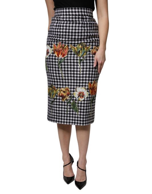 Dolce & Gabbana Mehrfarbiger High-Waist Bleistiftrock mit Blumenprint