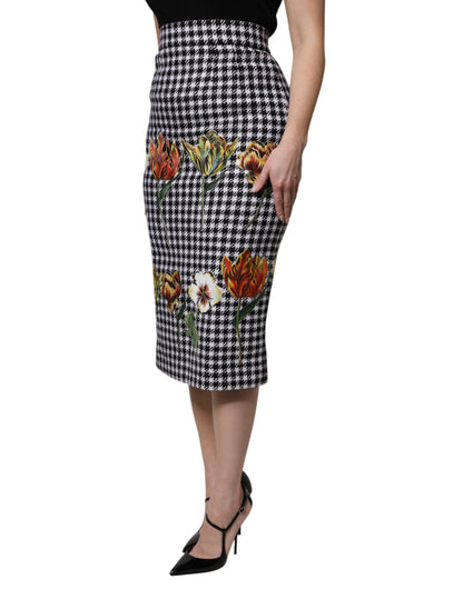 Dolce & Gabbana Mehrfarbiger High-Waist Bleistiftrock mit Blumenprint