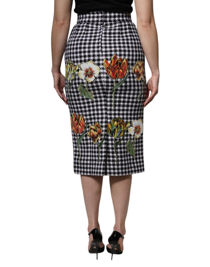 Dolce & Gabbana Mehrfarbiger Bleistiftrock mit Blumendruck und hoher Taille