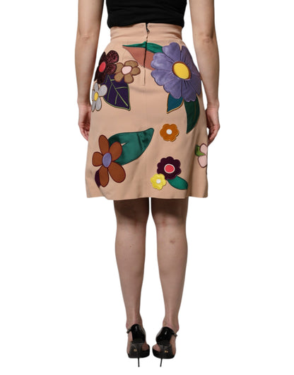 Dolce & Gabbana Gonna a Tubino Beige Floreale a Vita Alta
