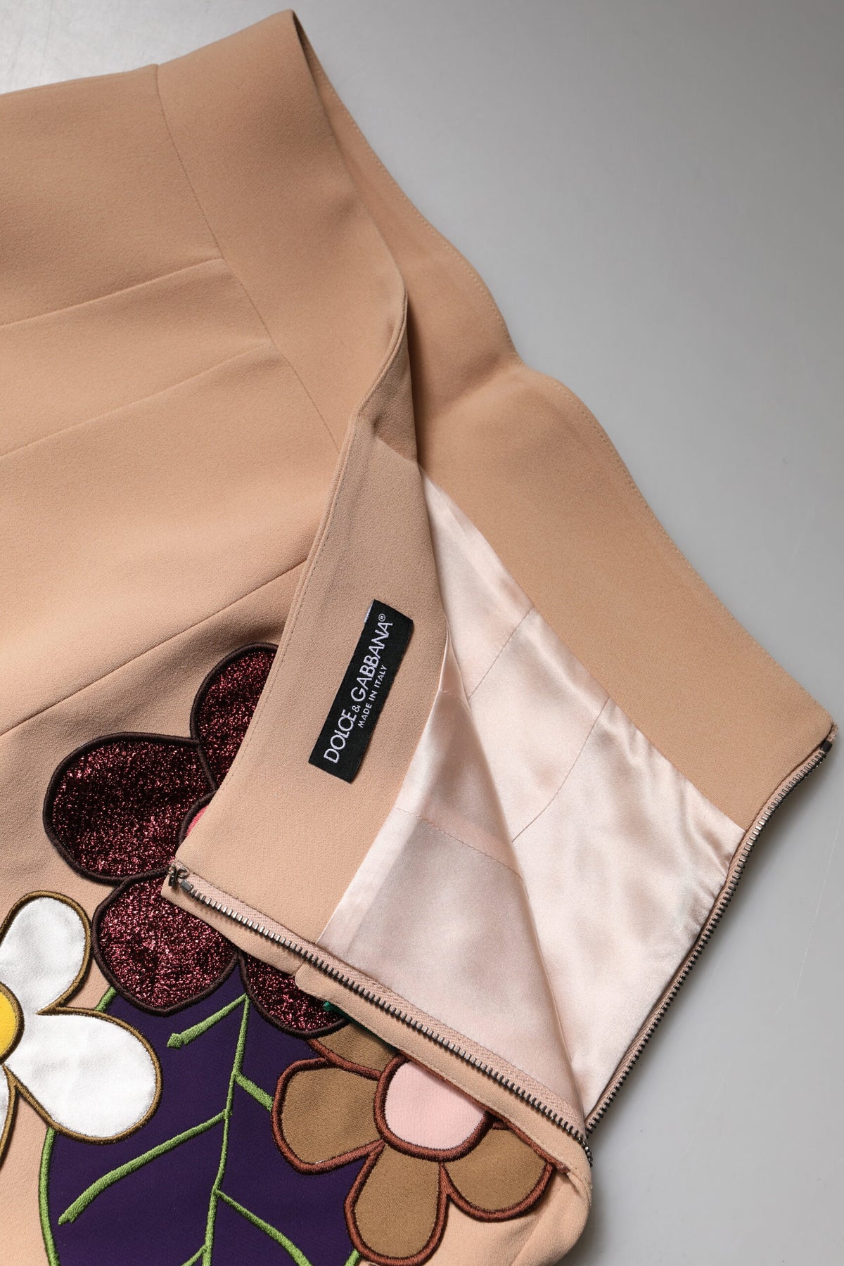 Dolce & Gabbana Gonna a Tubino Beige Floreale a Vita Alta