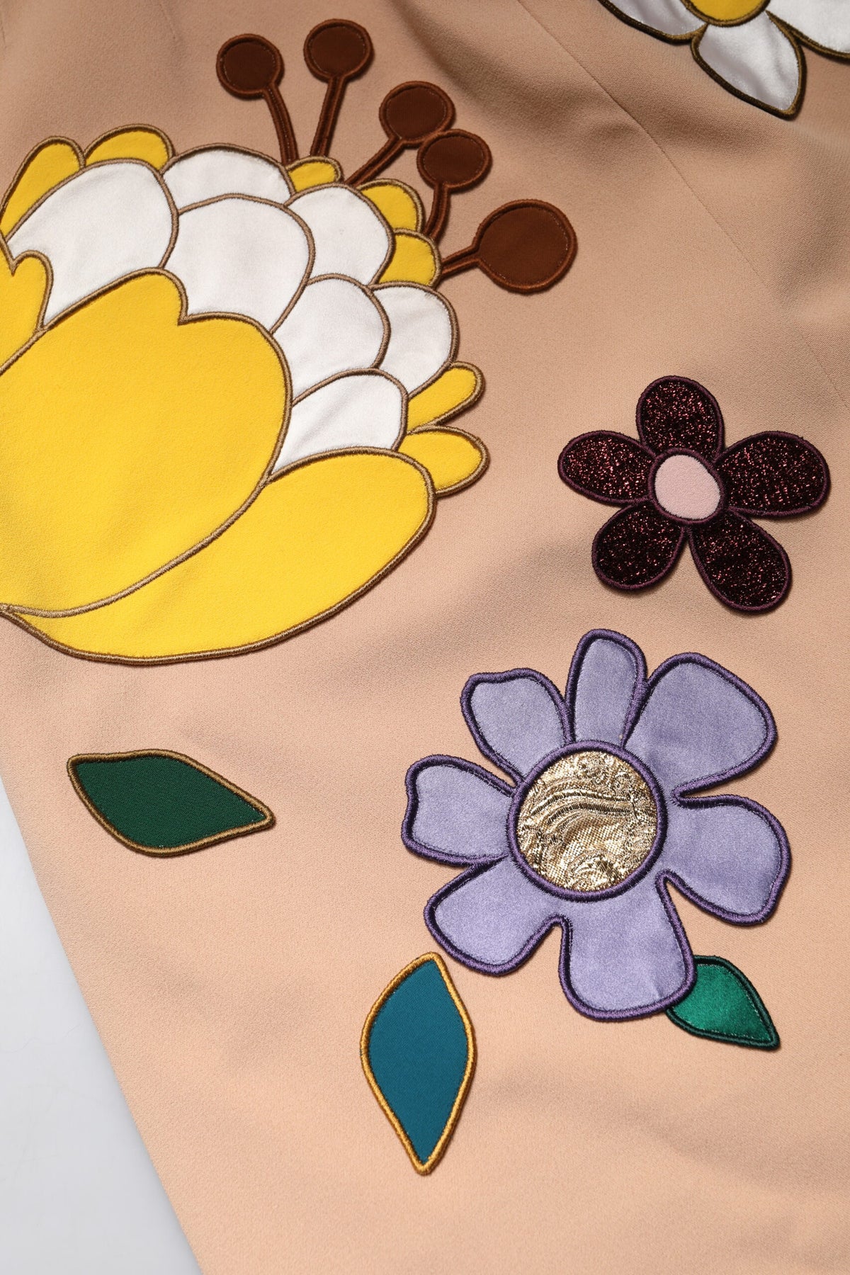 Dolce & Gabbana Gonna a Tubino Beige Floreale a Vita Alta