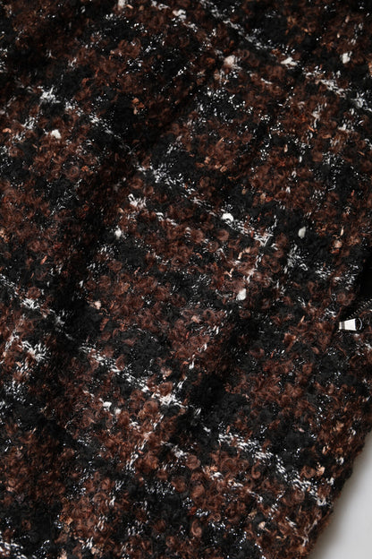 Dolce & Gabbana Multicolor Tartan Tweed Bleistiftrock mit hoher Taille