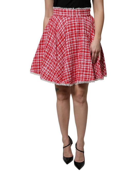 Dolce & Gabbana Rot-weißer High-Waist Minirock