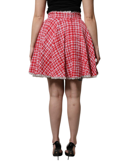 Dolce & Gabbana Rot Weiß Hohe Taille A-Linie Über dem Knie Rock