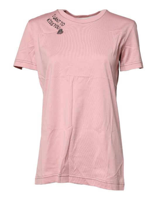 Dolce & Gabbana Rosa Baumwoll-T-Shirt mit Logo-Print
