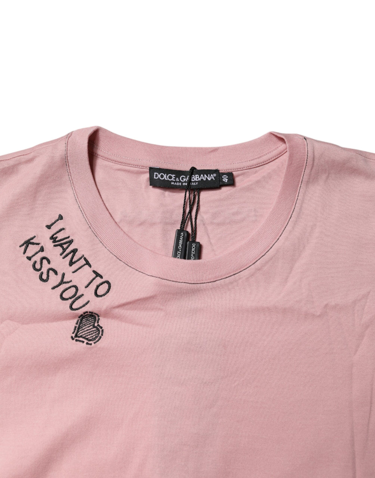 Dolce & Gabbana Rosa Baumwoll-T-Shirt mit Logo-Print