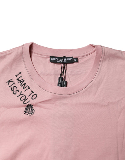 Dolce & Gabbana Rosa Baumwoll-T-Shirt mit Logo-Print